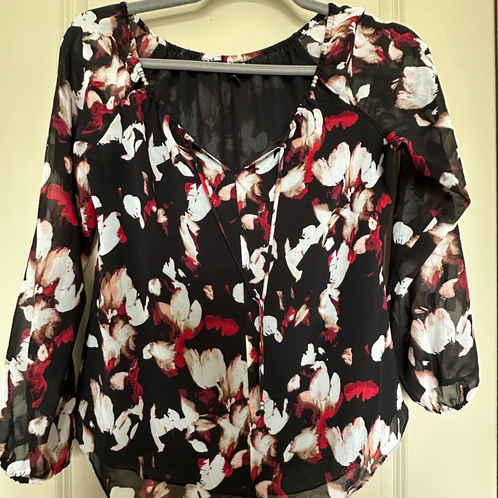 White House Black Market Shirt, 12, Female, Black/Red/White